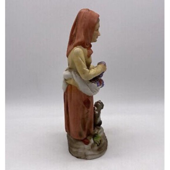 Rare Vintage Homco Old Lady Woman with Fruit Basket and Dog Figurine - Picture 6 of 7